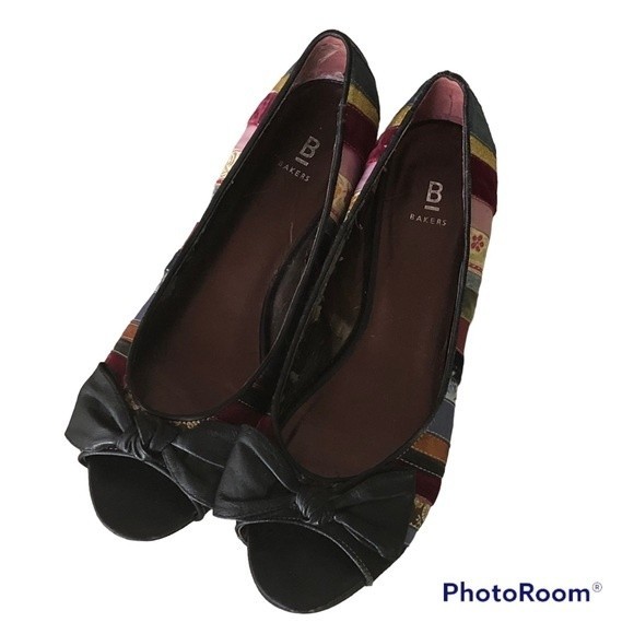Bakers Rainbow Ribbon and Bow Boho Shoes low heel open toe casual - Picture 1 of 8